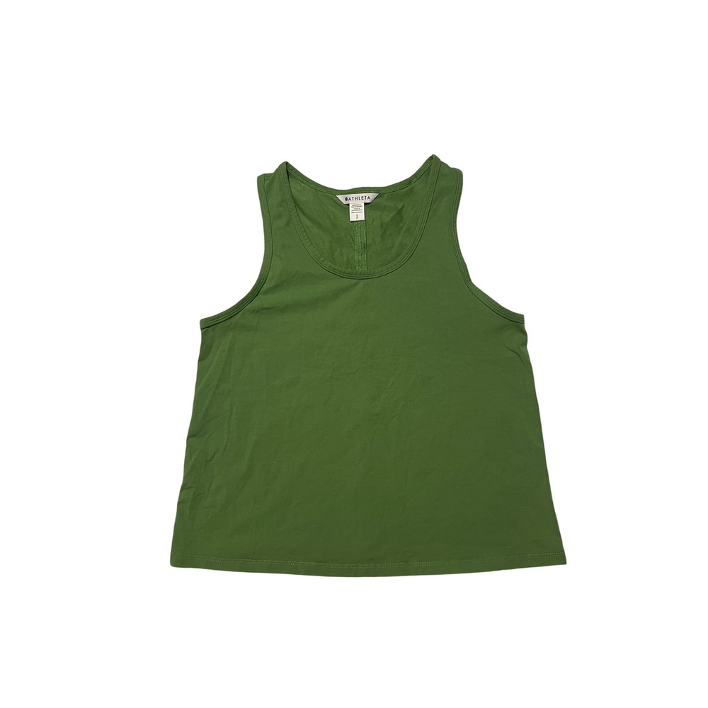 Athleta Green Supima Cotton Spandex Scoop Neck Tank Top Womens Size S Small
